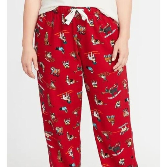 Old Navy Flannel Christmas Pet Print PJ Pants Size XL Lounge Cotton Dog Cat Tree - Picture 7 of 16